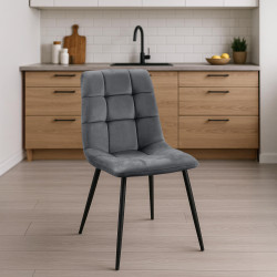 Chaise de salle à manger Tilde en velours gris foncé