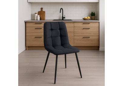 Chaise de salle à manger Antibes en tissu noir