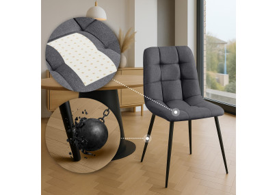 Chaise de salle à manger en tissu Antibes gris foncé