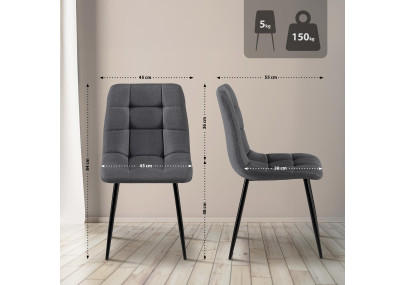 Chaise de salle à manger en tissu Antibes gris foncé