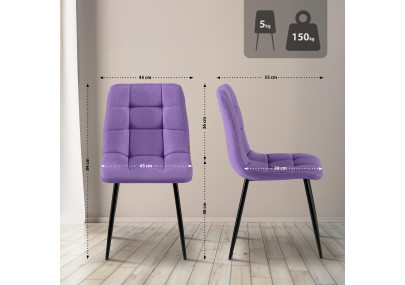 Chaise de salle à manger en tissu Antibes violet