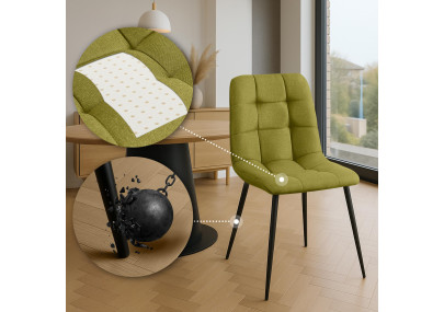 Chaise de salle à manger Antibes en tissu vert