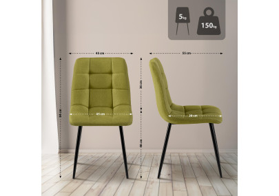 Chaise de salle à manger Antibes en tissu vert