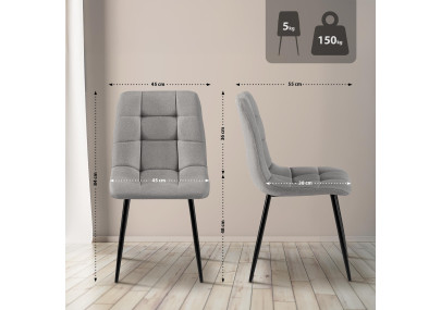 Chaise de salle à manger en tissu Antibes gris clair