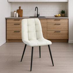Chaise de salle à manger en tissu Antibes crème