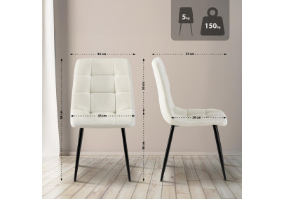 Chaise de salle à manger en tissu Antibes crème