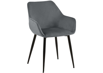 Chaise de salle à manger Vessa, velours gris foncé