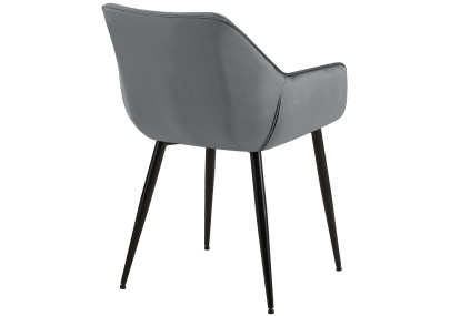 Chaise de salle à manger Vessa, velours gris foncé