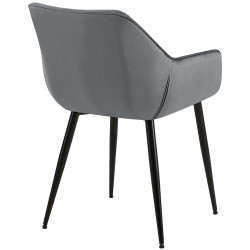 Chaise de salle à manger Vessa, velours gris foncé