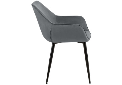 Chaise de salle à manger Vessa, velours gris foncé