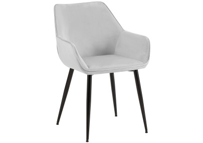 Chaise de salle à manger Vessa en velours gris clair