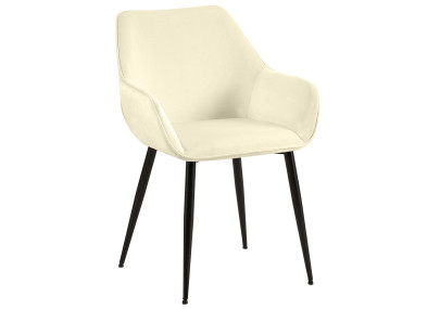 Chaise de salle à manger Vessa, velours, crème