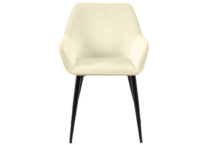 Chaise de salle à manger Vessa, velours, crème