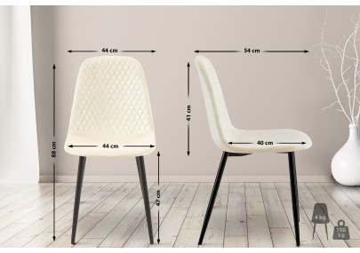 Fauteuil Giverny, velours, crème