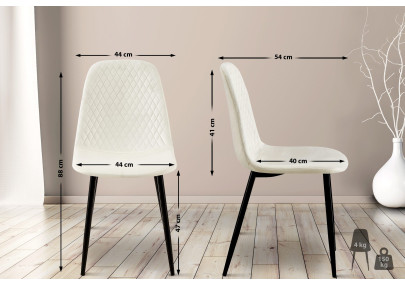 Fauteuil Giverny, velours, blanc crème