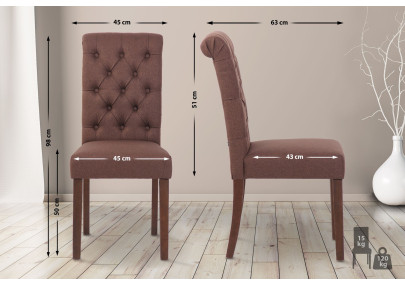 Ensemble de 2 chaises de salle à manger Lisburn, tissu marron