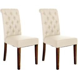 Ensemble de 2 chaises de salle à manger Lisburn, tissu crème