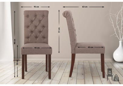 Ensemble de 2 chaises de salle à manger Lisburn, tissu taupe