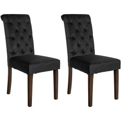 Ensemble de 2 chaises de salle à manger Lisburn en velours noir