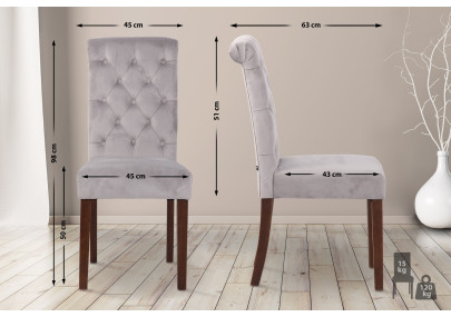 Ensemble de 2 chaises de salle à manger Lisburn en velours gris