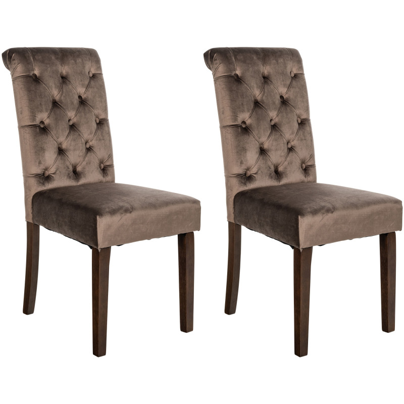 Ensemble de 2 chaises de salle à manger Lisburn en velours marron
