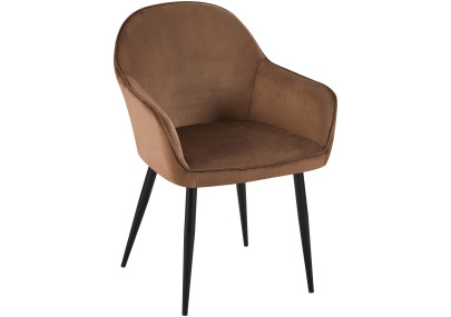 Chaise de salle à manger Boise en velours marron