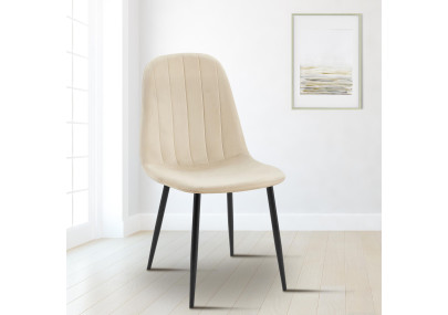 Chaise de salle à manger Baxter, velours, crème