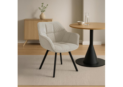 Chaise de salle à manger Jordi Cord, crème