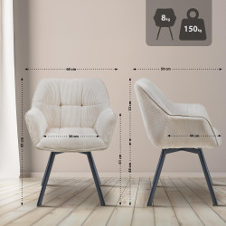 Chaise de salle à manger Jordi Cord, crème