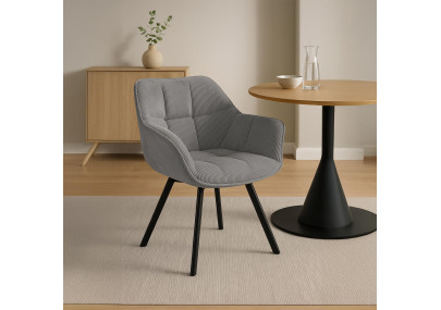 Chaise de salle à manger Jordi Cord, grise
