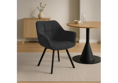Chaise de salle à manger Jordi Cord, noire
