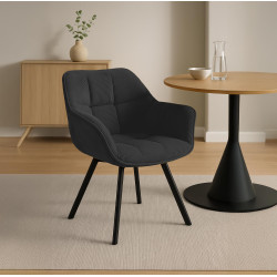 Chaise de salle à manger Jordi Cord, noire