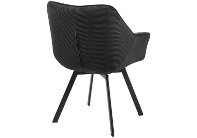 Chaise de salle à manger Jordi Cord, noire