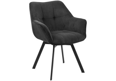Chaise de salle à manger Jordi Cord, noire