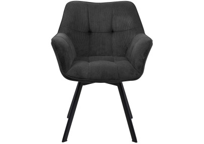 Chaise de salle à manger Jordi Cord, noire