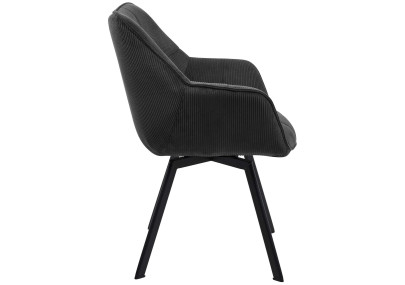 Chaise de salle à manger Jordi Cord, noire