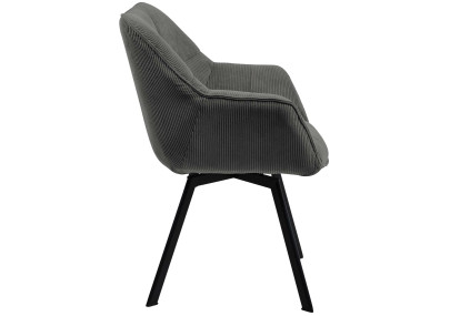 Chaise de salle à manger Jordi Cord, gris foncé