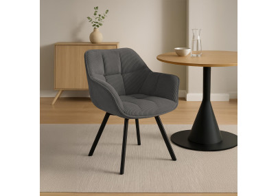 Chaise de salle à manger Jordi Cord, gris foncé