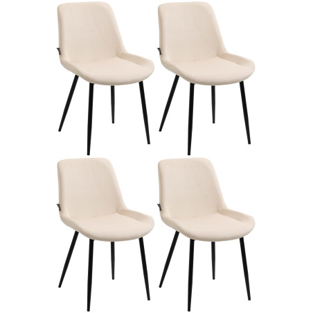 Ensemble de 4 chaises de salle à manger Victoria en velours crème