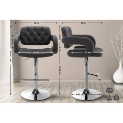 Sgabello Dublin in similpelle grigio,cromo