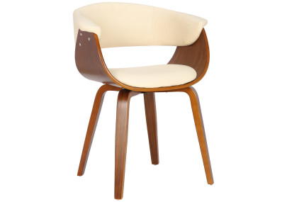 Ensemble de 2 chaises Bruce, similicuir, noyer/crème