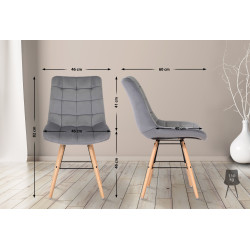 Ensemble de 2 chaises Leni en velours gris