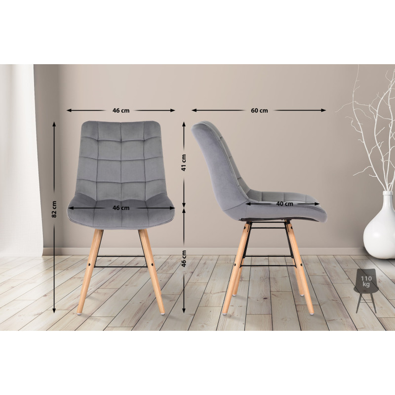 Ensemble de 2 chaises Leni en velours gris
