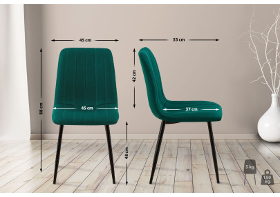 Chaise Dijon, tissu vert foncé