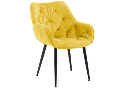 Fauteuil Tanna, velours, jaune