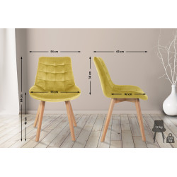 Ensemble de 2 chaises Brook en velours jaune