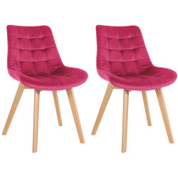 Ensemble de 2 chaises Brook en velours rouge