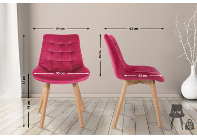 Ensemble de 2 chaises Brook en velours rouge