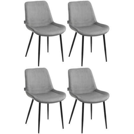 Ensemble de 4 chaises de salle à manger Victoria en velours gris