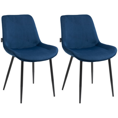 Ensemble de 2 chaises de salle à manger Victoria, velours, bleu